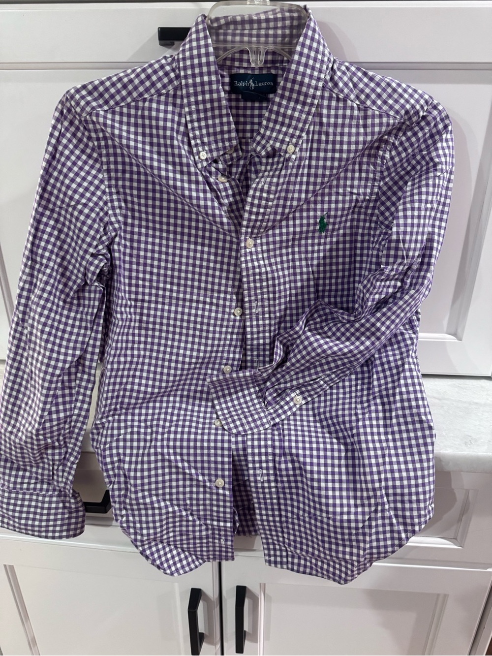 Ralph Lauren Purple & White Gingham Button-Down Shirt - Kids